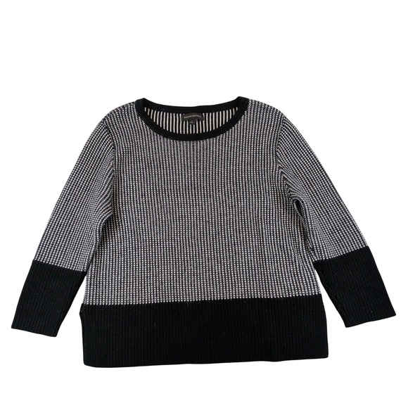 Banana Republic Sweaters - Banana Republic Womens Black White Merino Wool Blend Waffle Knit Sweater Small
